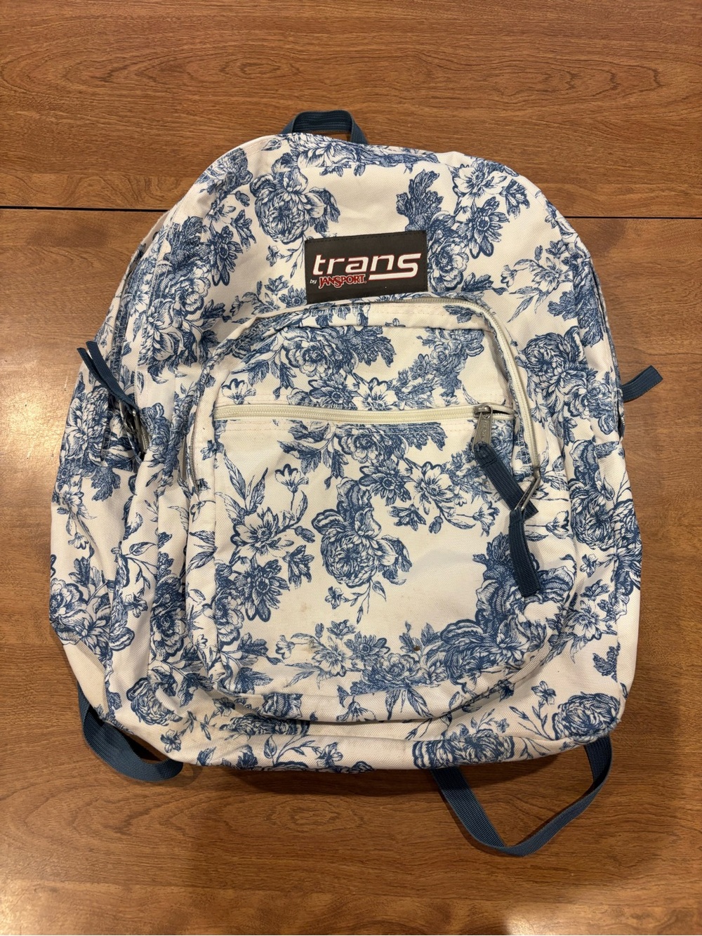 Jansport TRANS White & Blue Backpack Turkish Ocean Vintage Floral Print